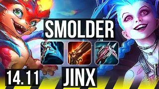 SMOLDER & Braum vs JINX & Hwei (ADC) | 14/1/8, Legendary, Rank 7 Smolder | JP Grandmaster | 14.11