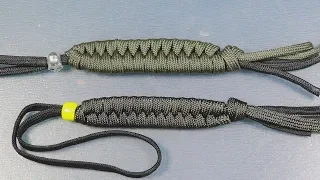 Темляк на нож плоский, плетение косичка (fish lanyard, колосок)