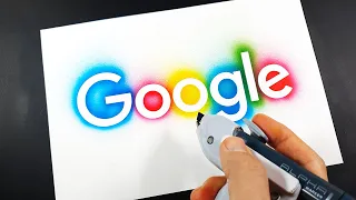 How to draw the Google logo with a stencil | Logo art | Stencil art