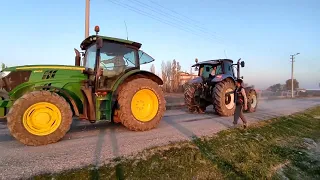 John Deere 6140R (140 HP ) VS New Holland 7165 (165 HP) traktör çekişmeleri traktör videoları