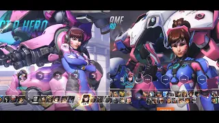 OVERWATCH 1 vs 2 HERO SELECT COMPARISON Side by Side