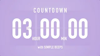 3 Hours Countdown Flip Clock Timer / Simple Beeps 🫐 🔔