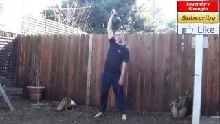 32kg Kettlebell Snatch 70 Reps One Hand Switch (with Cat Distraction)