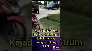 orang ini kesetrum listrik saat memasang jaringan tv