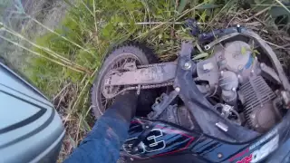 Bad dirtbike crash!(foot stuck in back tire)