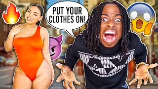 Wearing A BIKINI In PUBLIC To See How My Boyfriend Reacts!