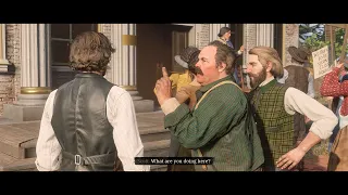 Iain and Scott Gray interrupting the rally and threatening Beau Gray - Red Dead Redemption 2