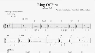 Ring Of Fire - Johnny Cash - Easy Guitar Tab - Playthrough & Backing Track