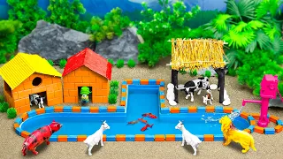 DIY mini Farm Diorama with House For Cow , hen House | DIY Mini Farm & Water Pump