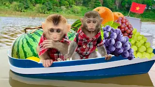 Bim Bim and his wife rowes boat to pick watermelon make juice and takes care of ducklings