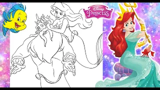 Fathers Day Disney Princess Coloring Page Princess ARIEL & KING TRITON Coloring Book Pages In Marker