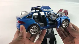 Металлическая машинка MiniAuto 1:24 «Tesla Model X» 2403B, 21 см., инерционная, свет, звук / Микс