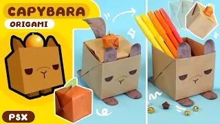 How to make Capybara Origami Box from Pet Simulator X Roblox Full Tutorial🍊