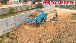 Completed 100% Project Finished By Used Dump Truck 5Ton Unloading Soil Small  D20P Bulldozer Pushing