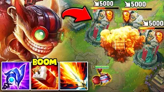 Ziggs but I demolish EVERY Turret in the game and 1v9 (70,000+ TOWER DAMAGE)