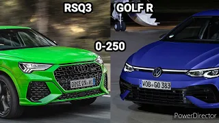 2021 AUDI RSQ3 VS VOLSKWAGEN GOLF R MK8 ACCELERATION 0-250 KM/H (THAT NEW RSQ3 IS A BEAST!!!!)