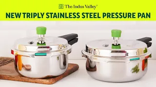 Triply Stainless Steel Pressure Pan Cooker |  2L & 3L | Pressure Cooker | The Indus Valley