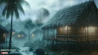 RAIN THUNDER ON THE ROOF OF THE HOUSE FOR A GOOD NIGHT'S SLEEP • hujan lebat, Relaksasi, Meditasi