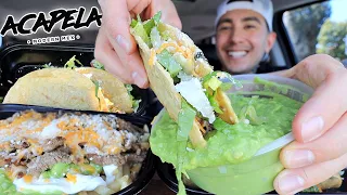 MUKBANG EATING Crunchy Beef Tacos, Fried Beef Rolled Tacos, Carne Asada Fries From Acapella Mexican