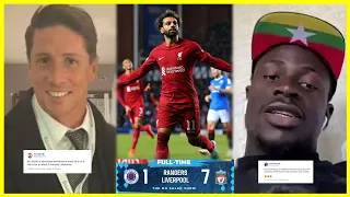 JAW DROPPING REACTIONS to MO SALAH 5 MIN HAT TRICK - FASTEST IN UCL HISTORY! RANGERS 1-7 LIVERPOOL