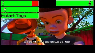 Toy Story (1995) Sid learns a lesson with healthbars