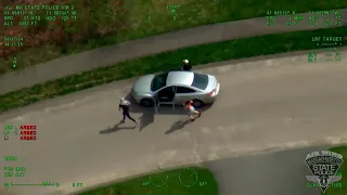 Aerial video shows police pursue stolen vehicle, make arrest in residential area