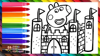 Drawing and Coloring Peppa Pig Making a Castle 🐷🏰 Drawings for Kids