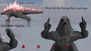 Godzilla Demonstrates How to do Perfect Push ups (Blender)