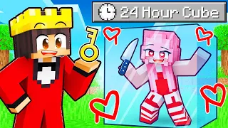 Locking CRAZY FAN GIRL in a 24 HOUR CUBE in Minecraft!
