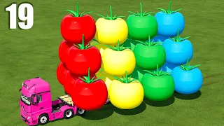 GIGA TRANSPORT ! COLORED GIANT TOMATOES LOADING ON LOW LOADER  ! Farming Simulator 22 #19
