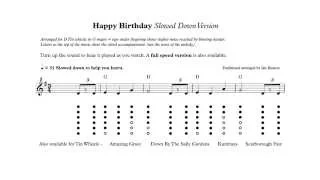 Learn How to Play Happy Birthday on Tin Whistle with chords (slow version) arranged by Ian Buxton