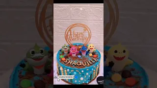 baby Sharks design birthday cake