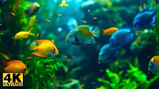 Aquarium  (4k ULTRA HD) 🐠 Beautiful Relaxing Coral Reef Fish - Relaxing Music For Stress Relief
