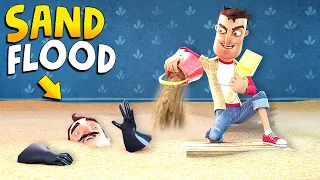 FLOODING EVERYTHING IN SAND!!! | Hello Neighbor Gameplay (Mods)