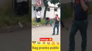 🔥💯 🥱Garbage bags prank public 🤣 bushman prank #shorts #youtubeshorts #short