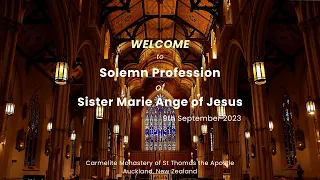 Summary - Solemn Profession of Sister Marie Ange of Jesus - Carmelite Monastery of St Thomas, AKL