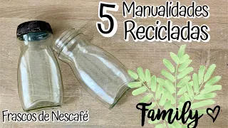 5 IDEAS RECICLADAS / Manualidades con FRASCOS de NESCAFE / DIY Home Decor / Artesanato