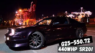 NISSAN 180SX SR20 - G25-550.72 & KELFORD 268/272 CAMS DYNO - 328KW - 440HP! GTX3071r vs G25-550