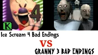 Ice Scream 4 vs Granny 3 | All Bad Endings Battle