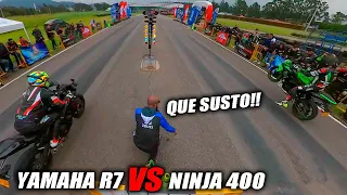 SUSTO😨Yamaha R7 VS Ninja 400🛑Drag Race Fullgass Cuarto de milla🛑