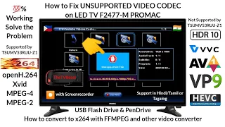 How to solve unsupported file or video codec problem in LED TV USB in Hindi/Tamil & Tagalog 💯 Worked