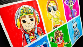 Subway Surfers Characters Drawing (Jake, Tricky, Manny, Harumi, Sun, Tagbot)