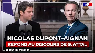 Nicolas Dupont-Aignan répond au discours de Gabriel Attal sur la sécurité.