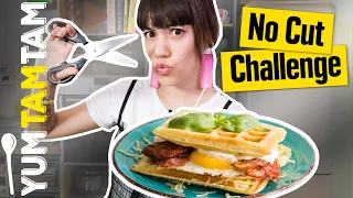 No Cut Challenge #13 // Waffel-Sandwich mit Spiegelei & Bacon // #yumtamtam