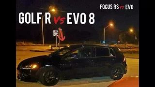 MK7 Golf R vs Mitsubishi Evo 8, Ford Focus RS vs Evo