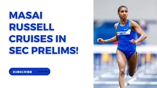 Masai Russell's Explosive 7.90 60m Hurdles Prelims Run - 2023 SEC Indoor Championship