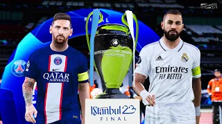 UEFA Champions League Final 2023 - Real Madrid vs PSG - Messi vs Benzema | eFootball PES Gameplay
