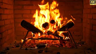 Fiery serenade: Flames singing a melody of warmth and comfort. Video 4K acoustic fireplace