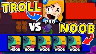 Piper TROLL vs Team NOOBS !! Funny Moments Brawl Stars # 11