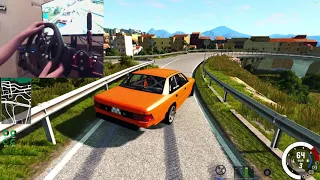 BeamNG Drifting Gavril Grand Marshal Sliding in the tight town of Italy with steering wheel!